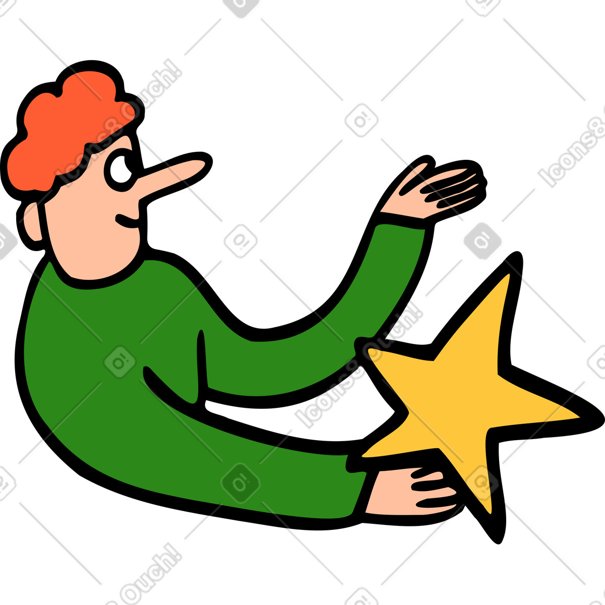 Uomo che tiene una stella illustrazione in stile Comic scarica in PNG, SVG