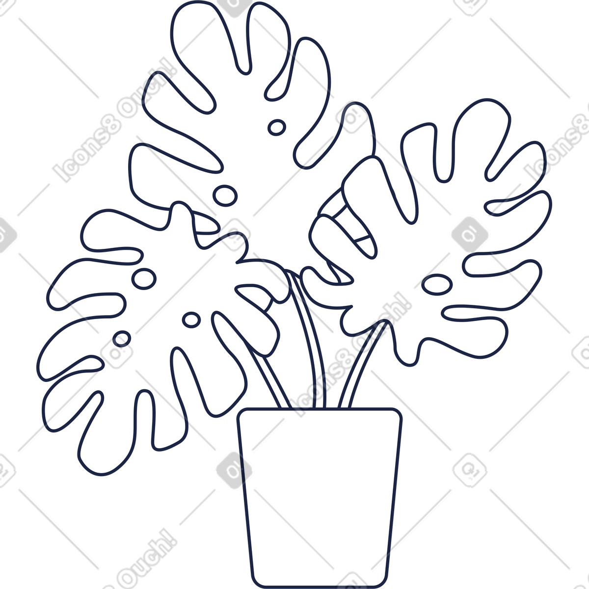 Urban Line スタイルの 植物ライン のイラストをPNG、SVG形式でダウンロード