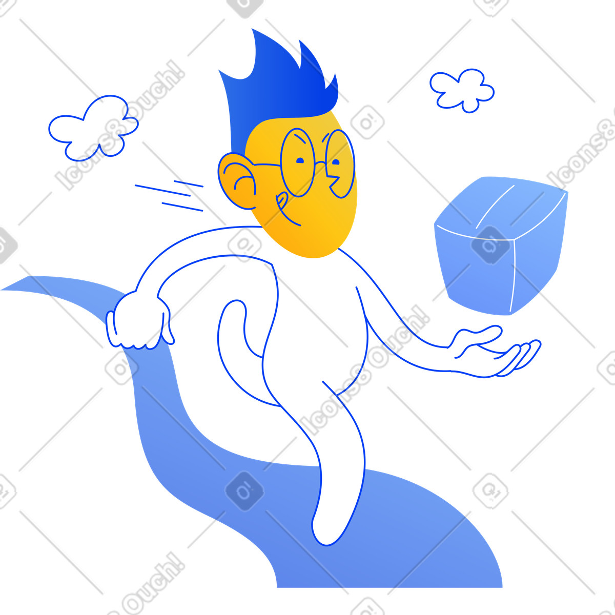 Buddy スタイルの 荷物を配達するキャラクター のイラストをPNG、SVG形式でダウンロード