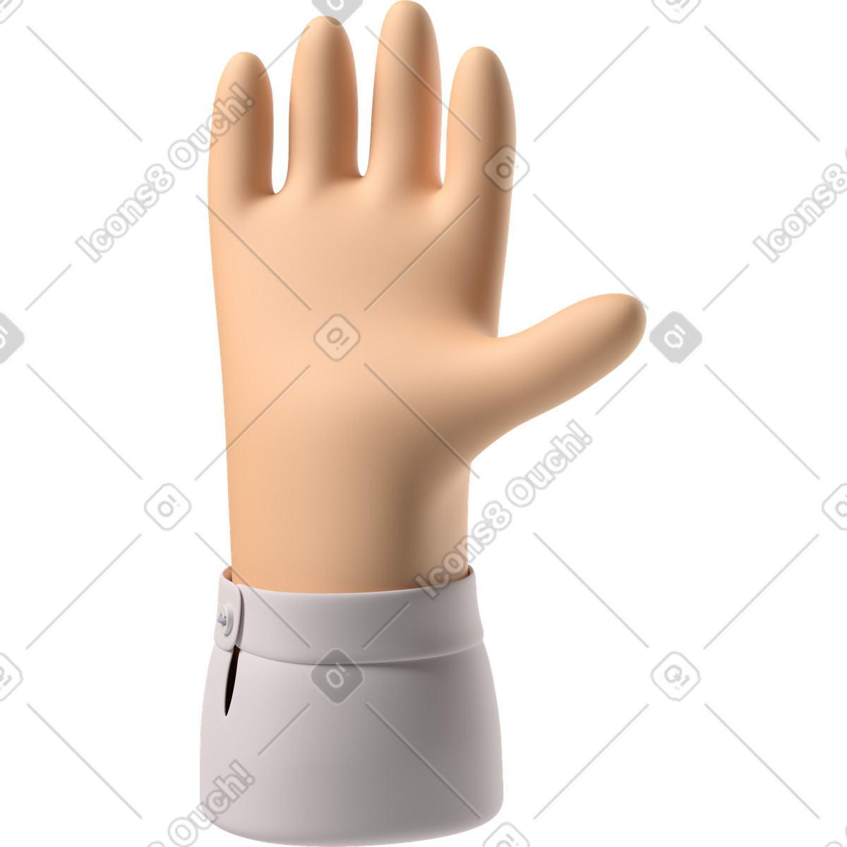 Weiße hauthand erhoben-Illustration im 3D Hands Fun&Wild-Stil als Download in PNG, SVG