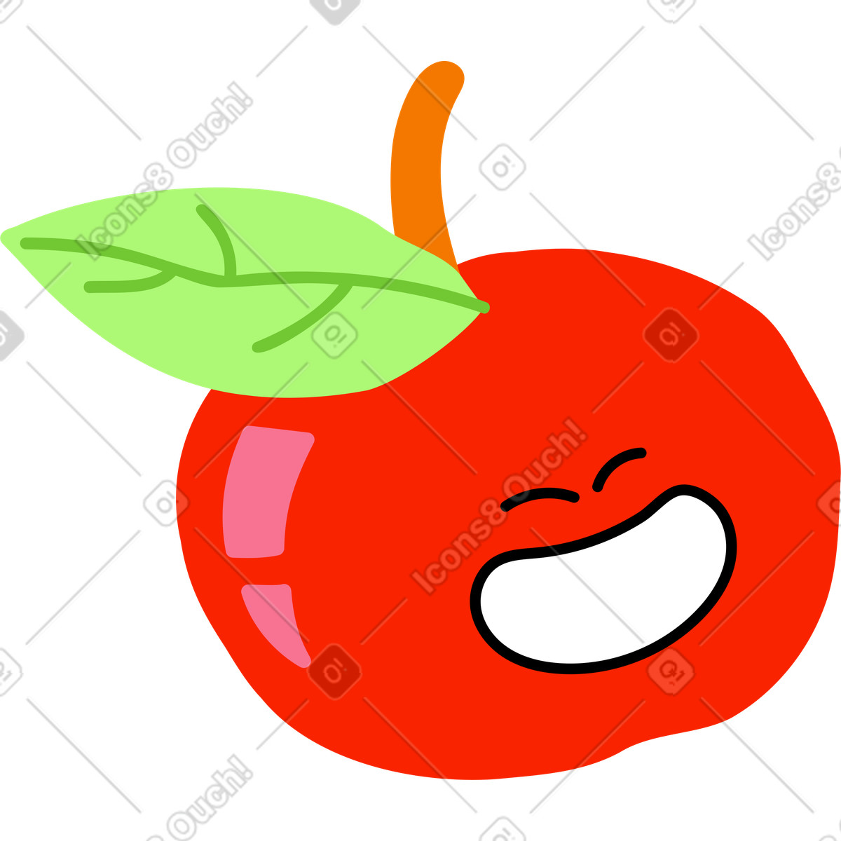 Illustration Pomme heureuse dans le style Giggle à télécharger aux formats PNG, SVG