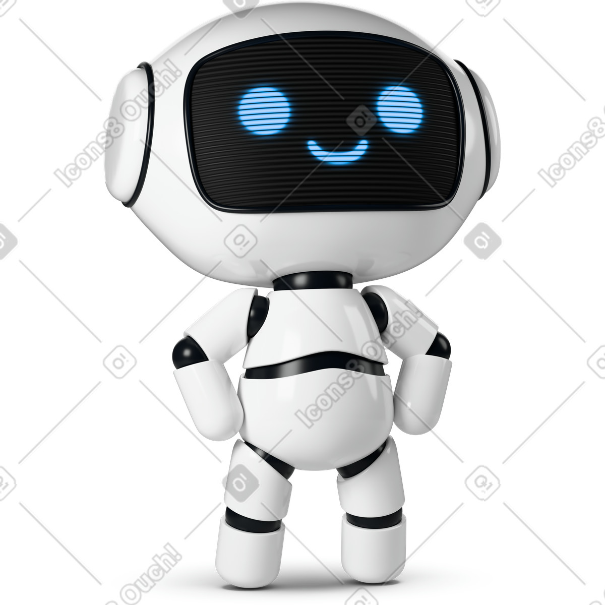 Ilustração de Cute robot in hero pose em no estilo 3D Business para baixar em PNG, SVG
