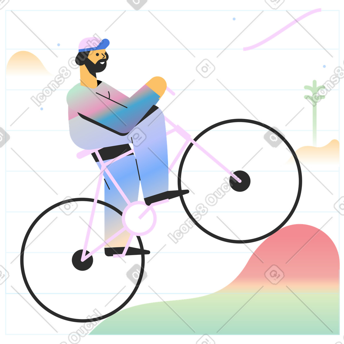 Ilustração de Andar bicicleta em no estilo Marginalia para baixar em PNG, SVG
