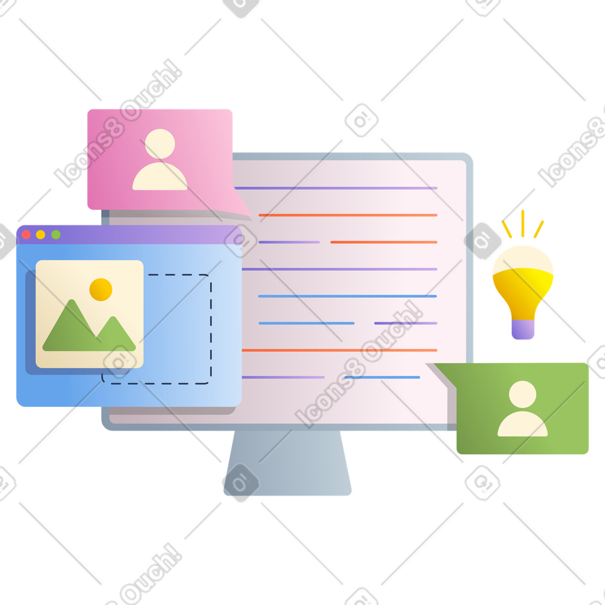 Web-design-Illustration im Silky-Stil als Download in PNG, SVG