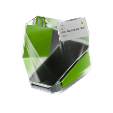 A futuristic, angular container with green accents - Experimental style illustration
