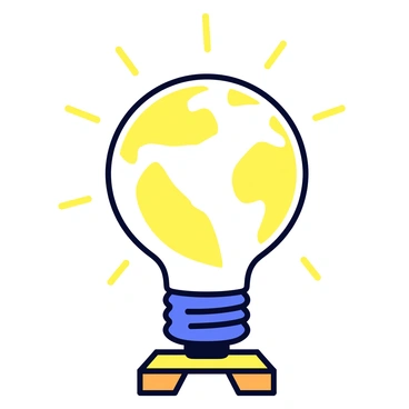 A lightbulb with a transparent glass design that contains a detailed representation of Earth inside. The continents and oceans are clearly visible, with the Earth emitting a soft, warm glow that illuminates the surrounding area. The lightbulb is placed on a simple wooden stand, and rays of light radiate outward, enhancing the glowing effect of the Earth inside.