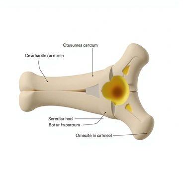 An informative illustration showing the internal structure of a long bone, including marrow and cartilage.