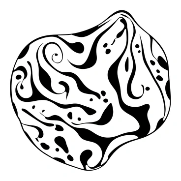 A piece of tie-dye fabric with complex swirling patterns, featuring shapes that blend seamlessly into one another. The fabric is draped elegantly, showcasing the intricate designs and textures. The details of the patterns create a sense of movement and flow across the entire surface of the fabric.