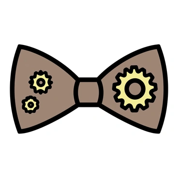 A steampunk-themed bow tie with gears and cogs embellishments