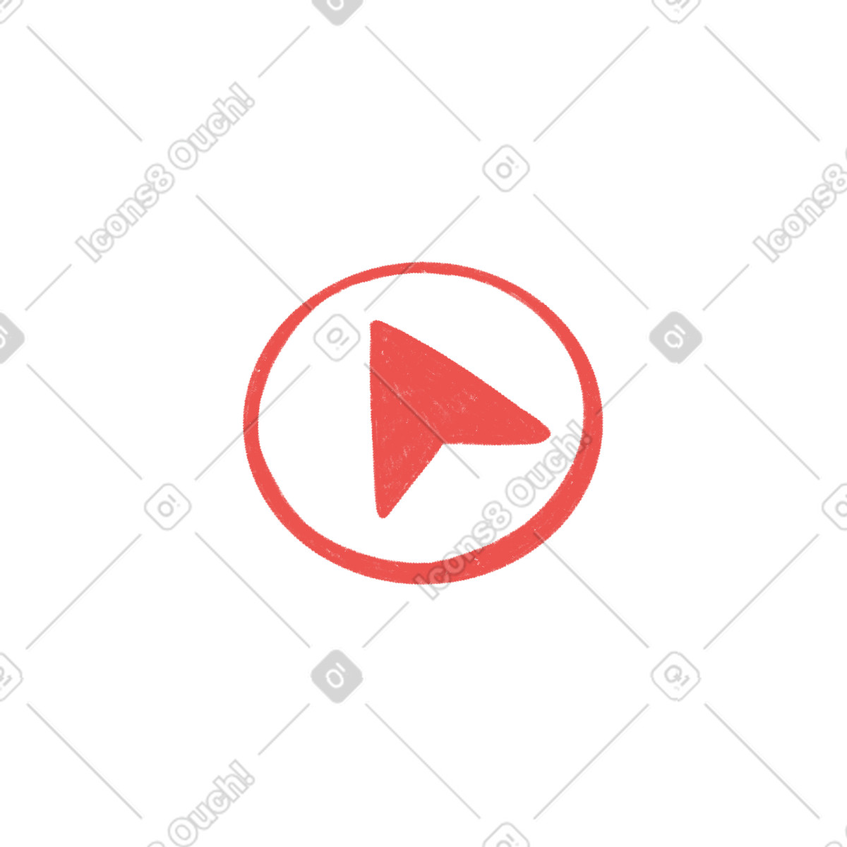 Illustration Red navigator arrow in a circle dans le style Biro à télécharger aux formats PNG, SVG