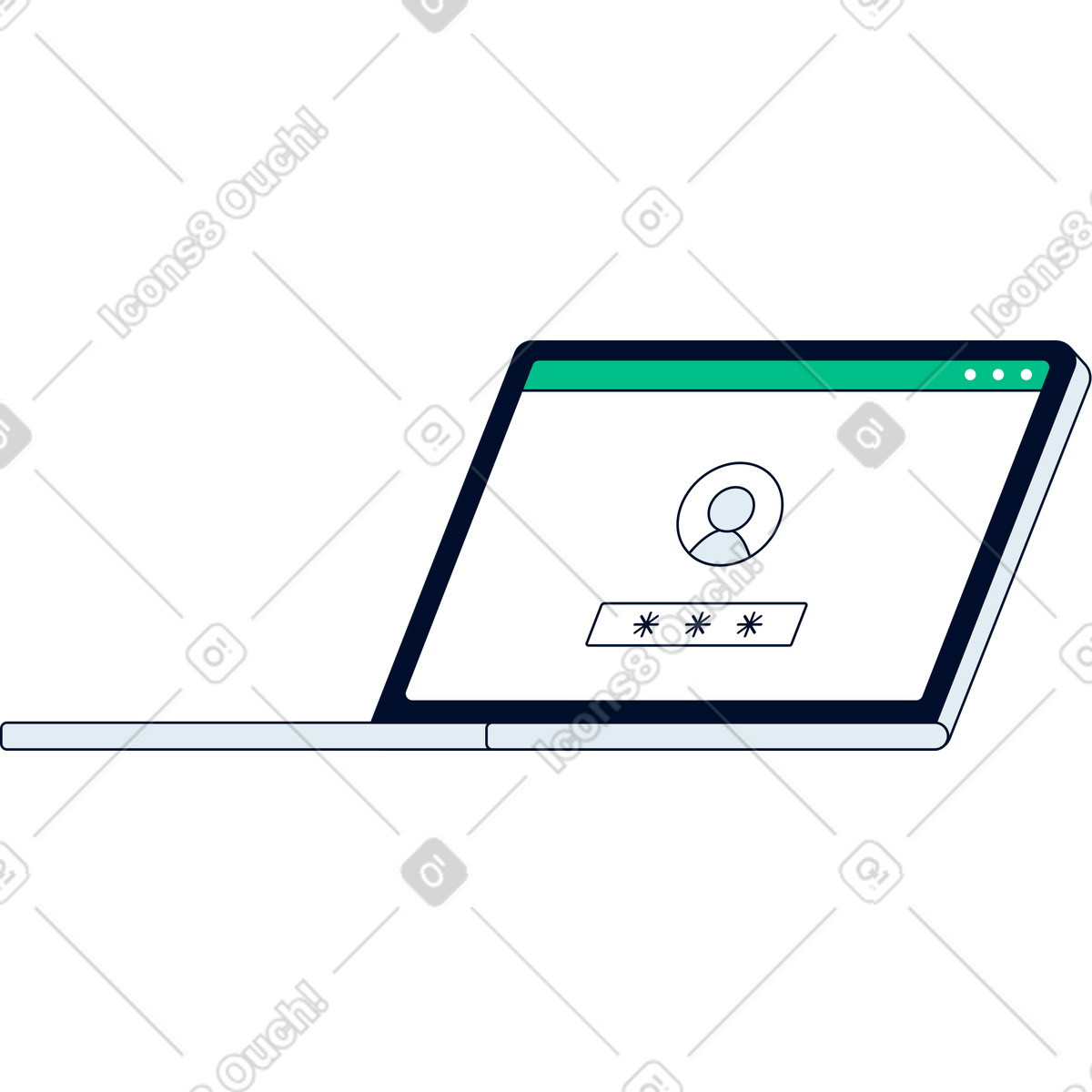 Illustration Page de connexion pour ordinateur portable dans le style Teal à télécharger aux formats PNG, SVG