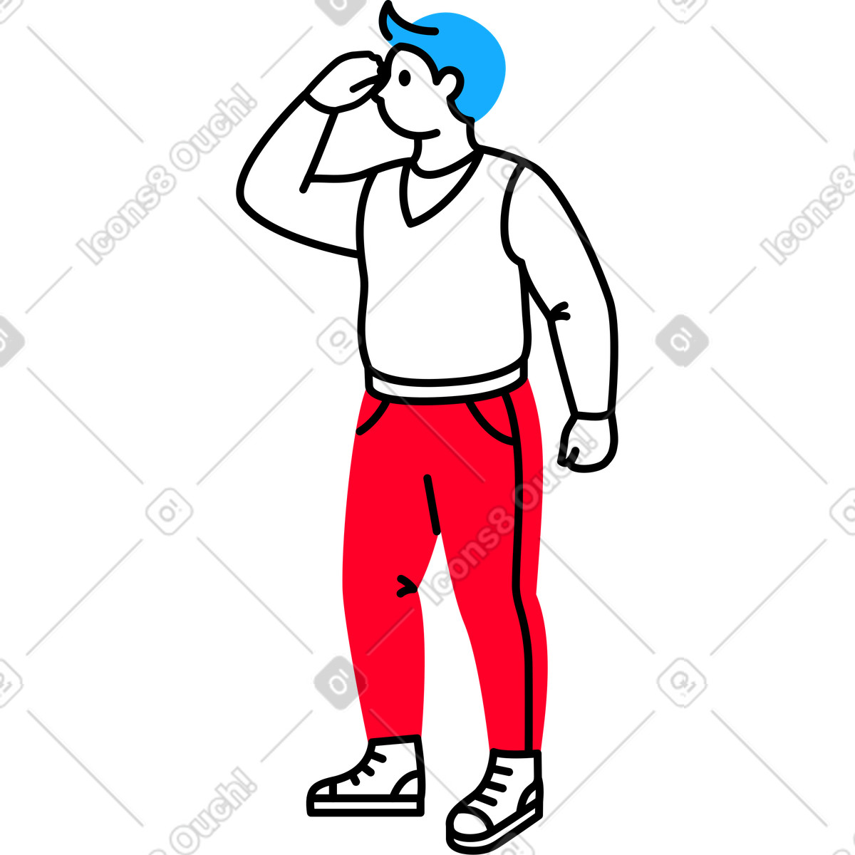 下载 Transistor 风格的 男人举起手看着东西 插画，支持 PNG、SVG 格式