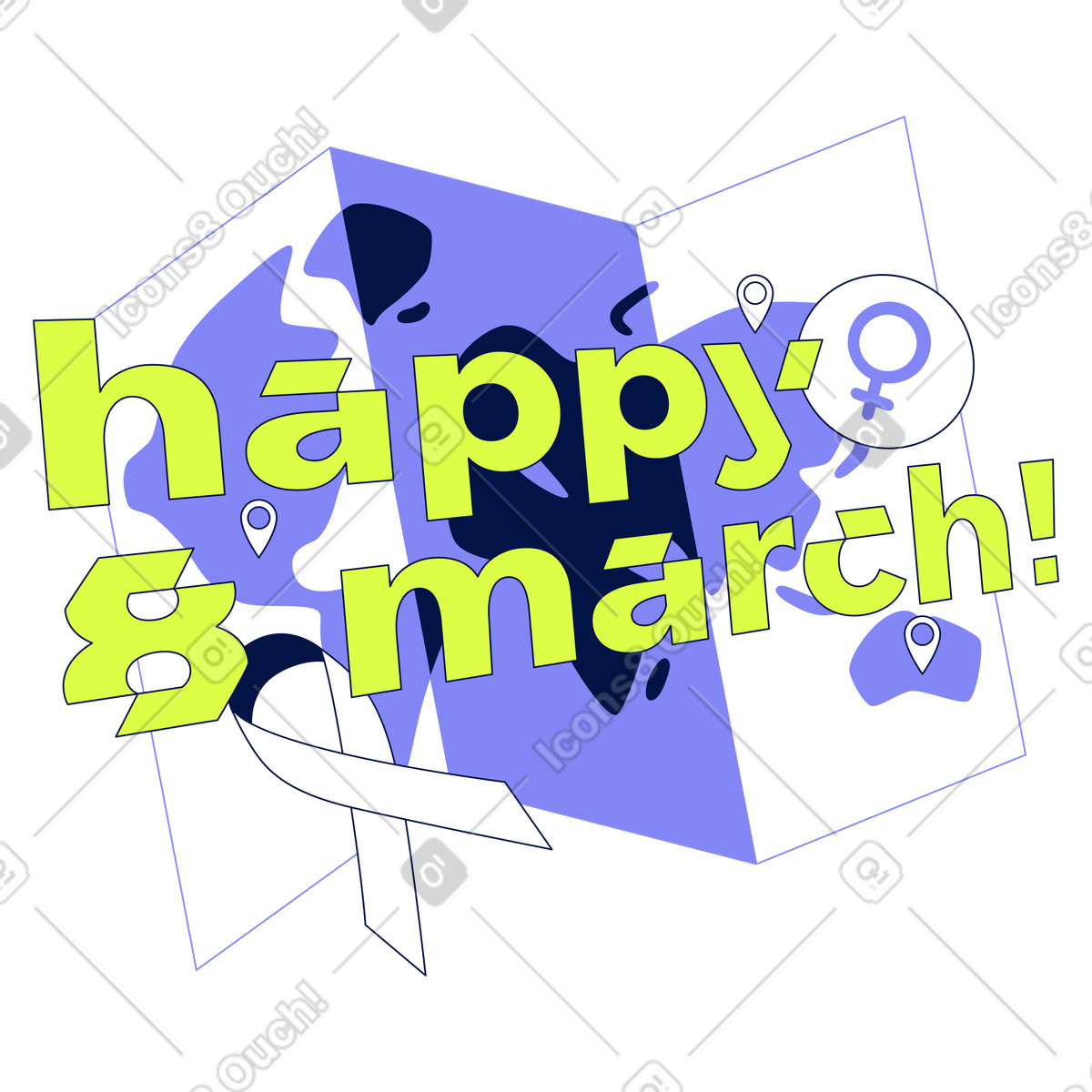 Иллюстрация International Women's Day celebration, Happy 8 march lettering в стиле Glow — скачать в форматах PNG, SVG