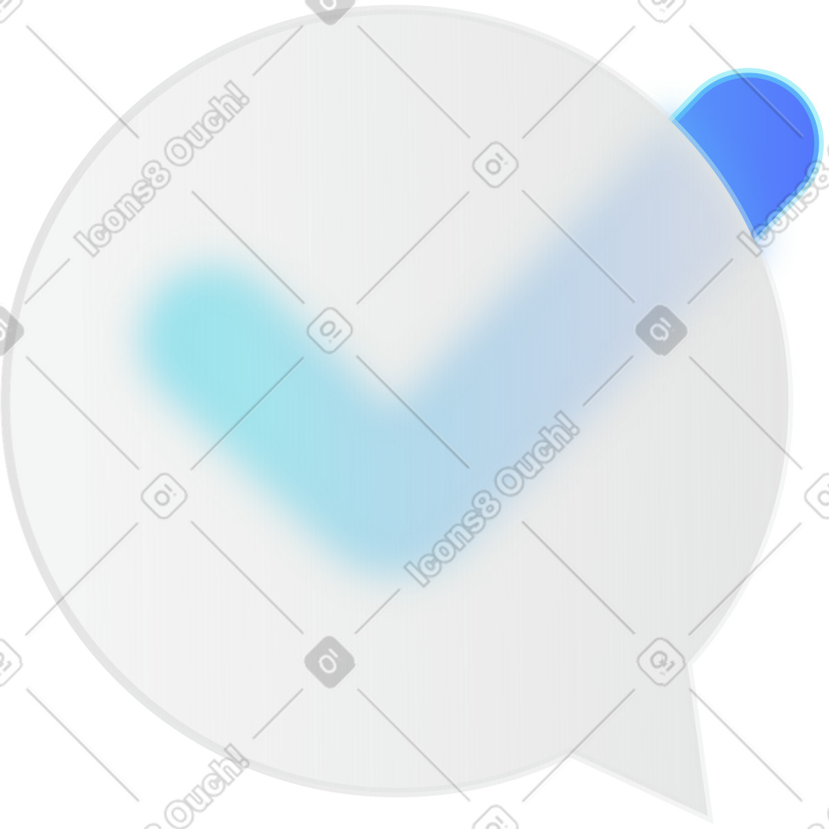 Morphis スタイルの チェックマーク付き吹き出し のイラストをPNG、SVG形式でダウンロード