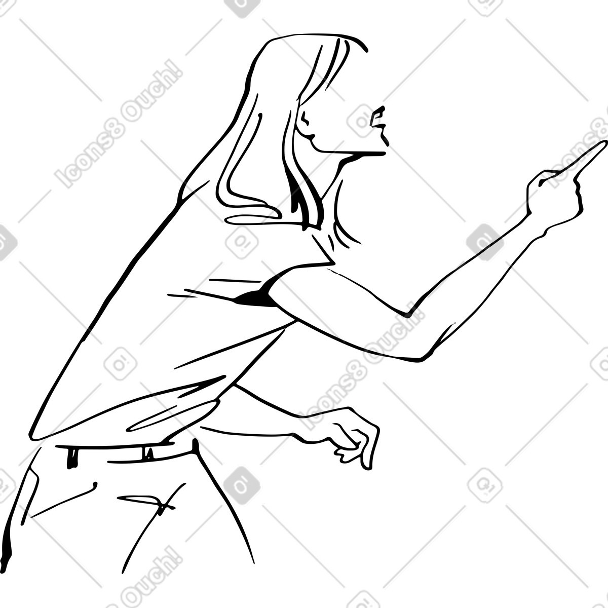 Fluchende frau-Illustration im Line-Stil als Download in PNG, SVG