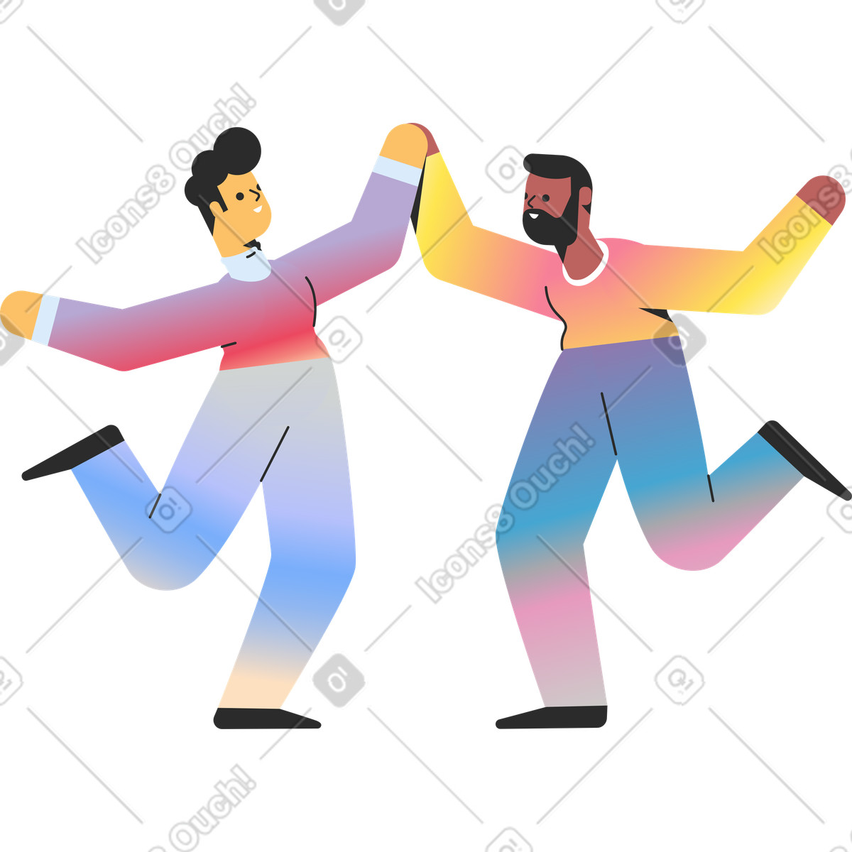 Couple of men dancing illustration in Marginalia style download in PNG, SVG