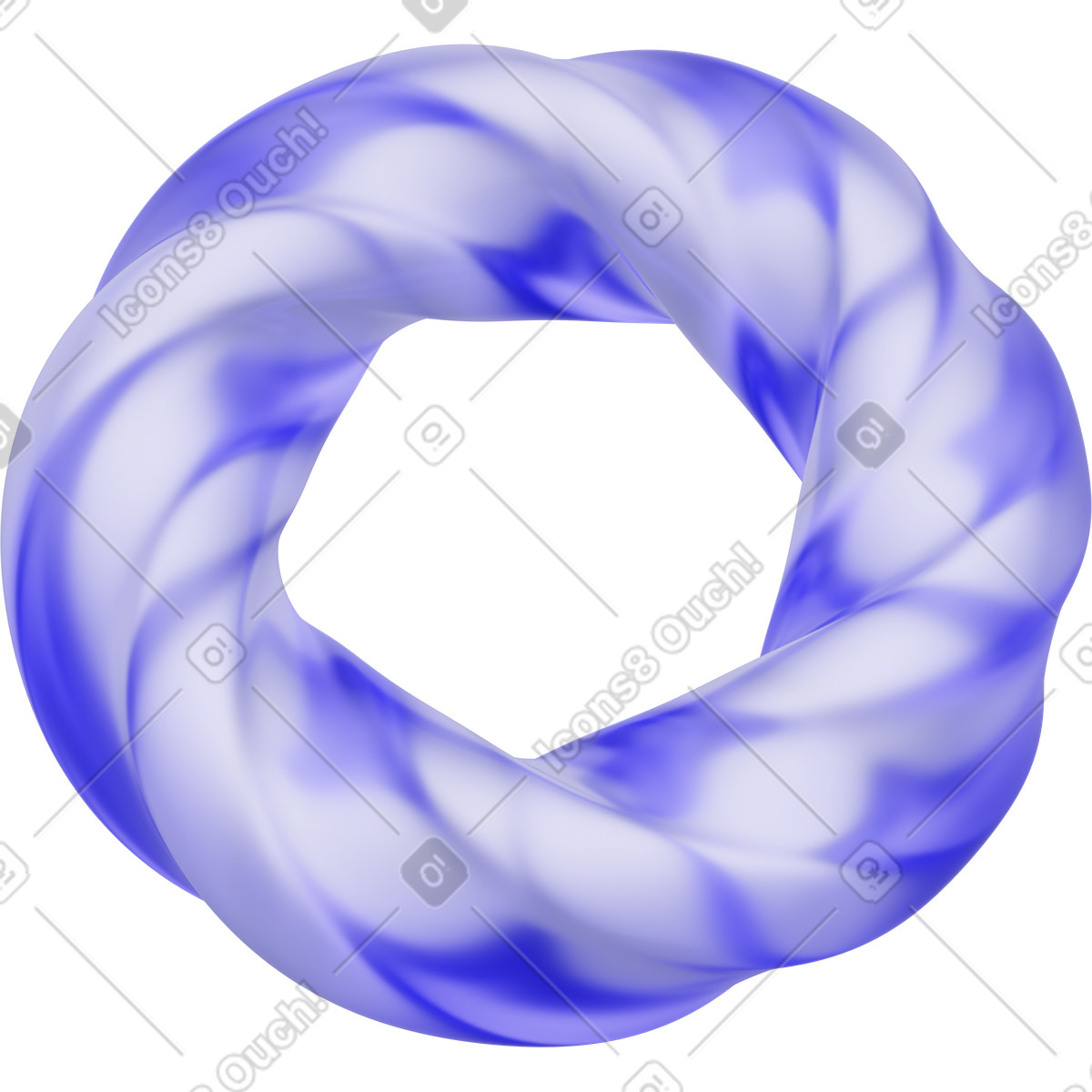 3D purple gradient torus, twisted ring, abstract knot shape illustration in Playful style download in PNG, SVG