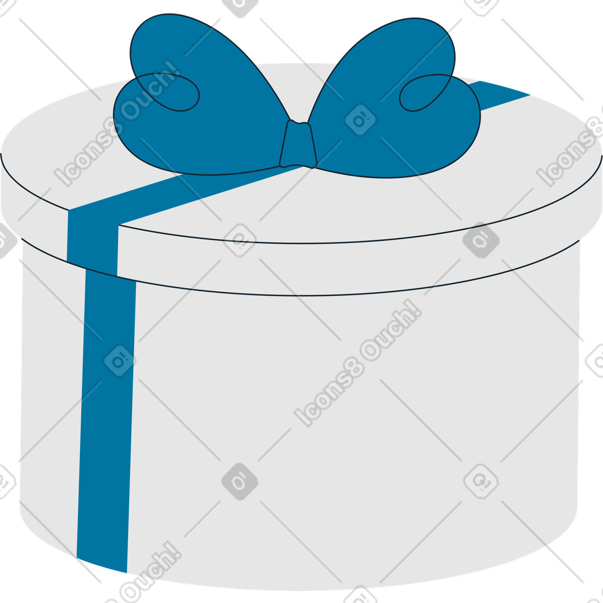下载 Indigo 风格的 带蝴蝶结的圆形礼品盒 插画，支持 PNG、SVG 格式