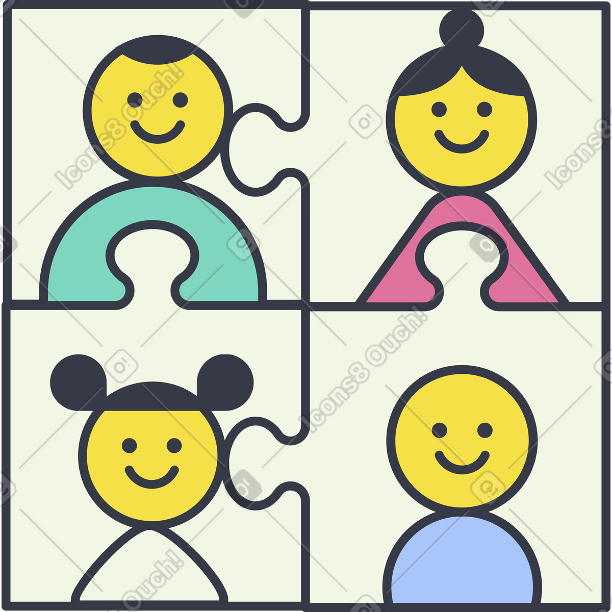 Puzzles with people illustration in Abstract style download in PNG, SVG