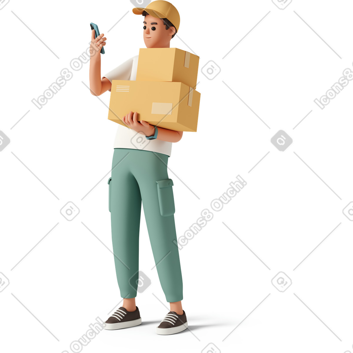 Ilustração de Delivery boy with boxes em no estilo 3D Casual life para baixar em PNG, SVG
