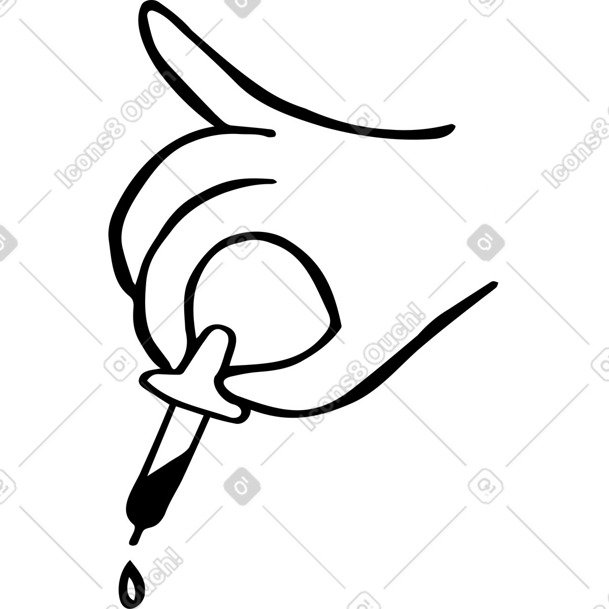 Hand mit pipette-Illustration im Journal-Stil als Download in PNG, SVG