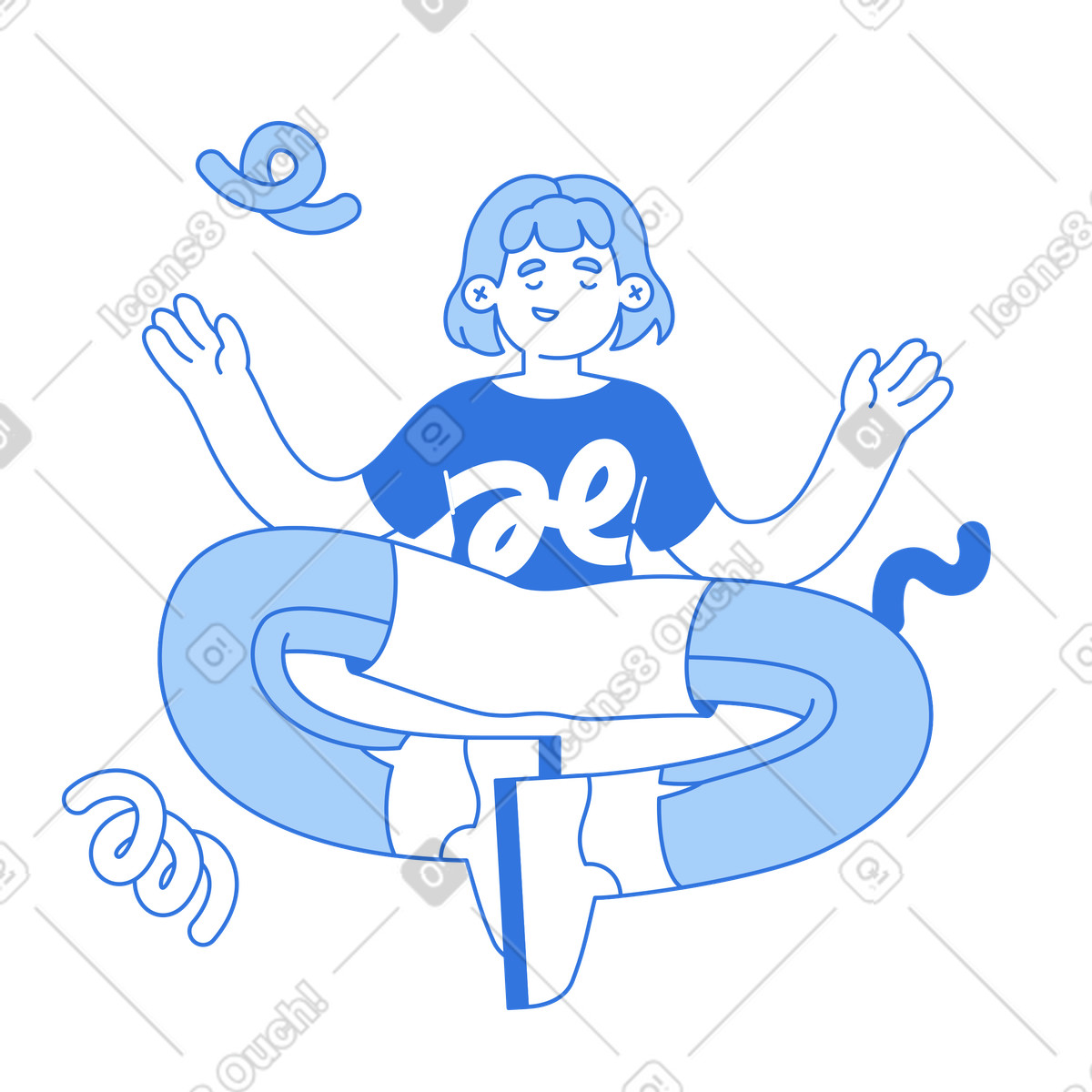 Sky スタイルの Peaceful meditation in lotus pose, yoga and inner balance のイラストをPNG、SVG形式でダウンロード