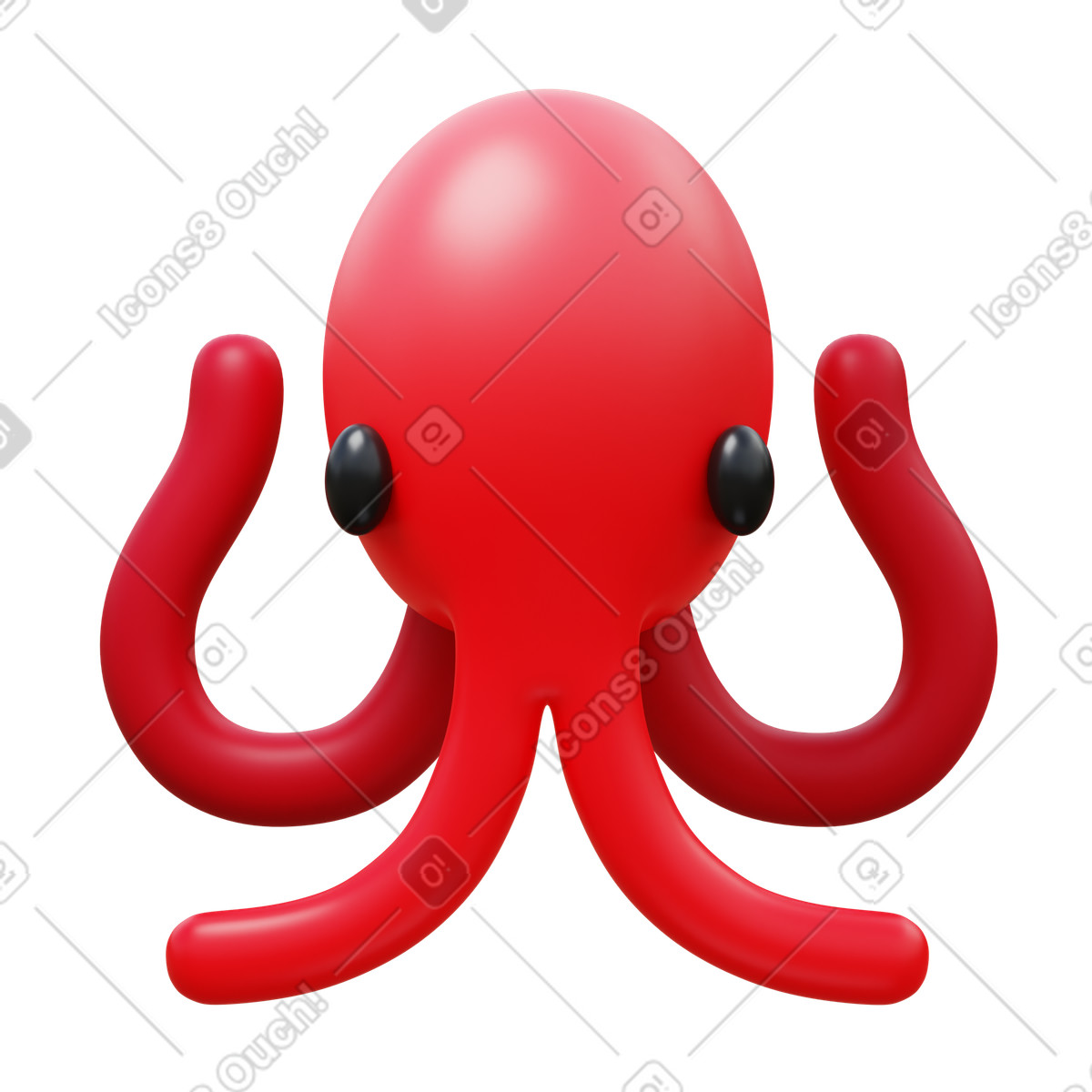Octopus illustrazione in stile 3D Fluency scarica in PNG, SVG