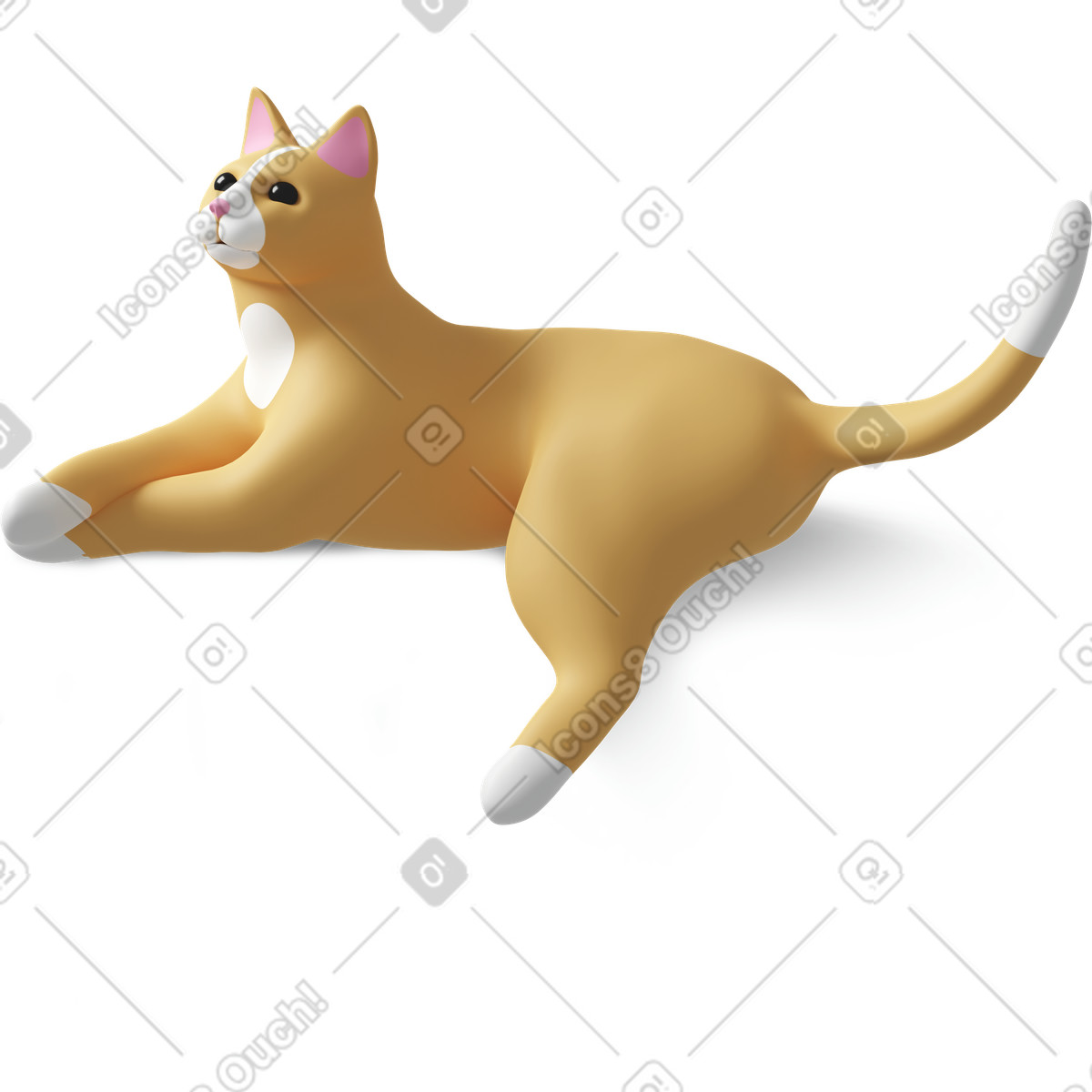 3D Casual life 스타일의 Lying cat 일러스트레이션 PNG, SVG 다운로드