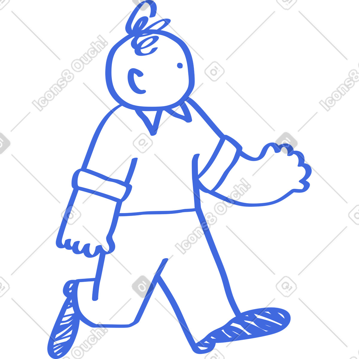 Иллюстрация Character walking forward with swinging arms and casual clothing outfit в стиле Ballpoint Pen — скачать в форматах PNG, SVG