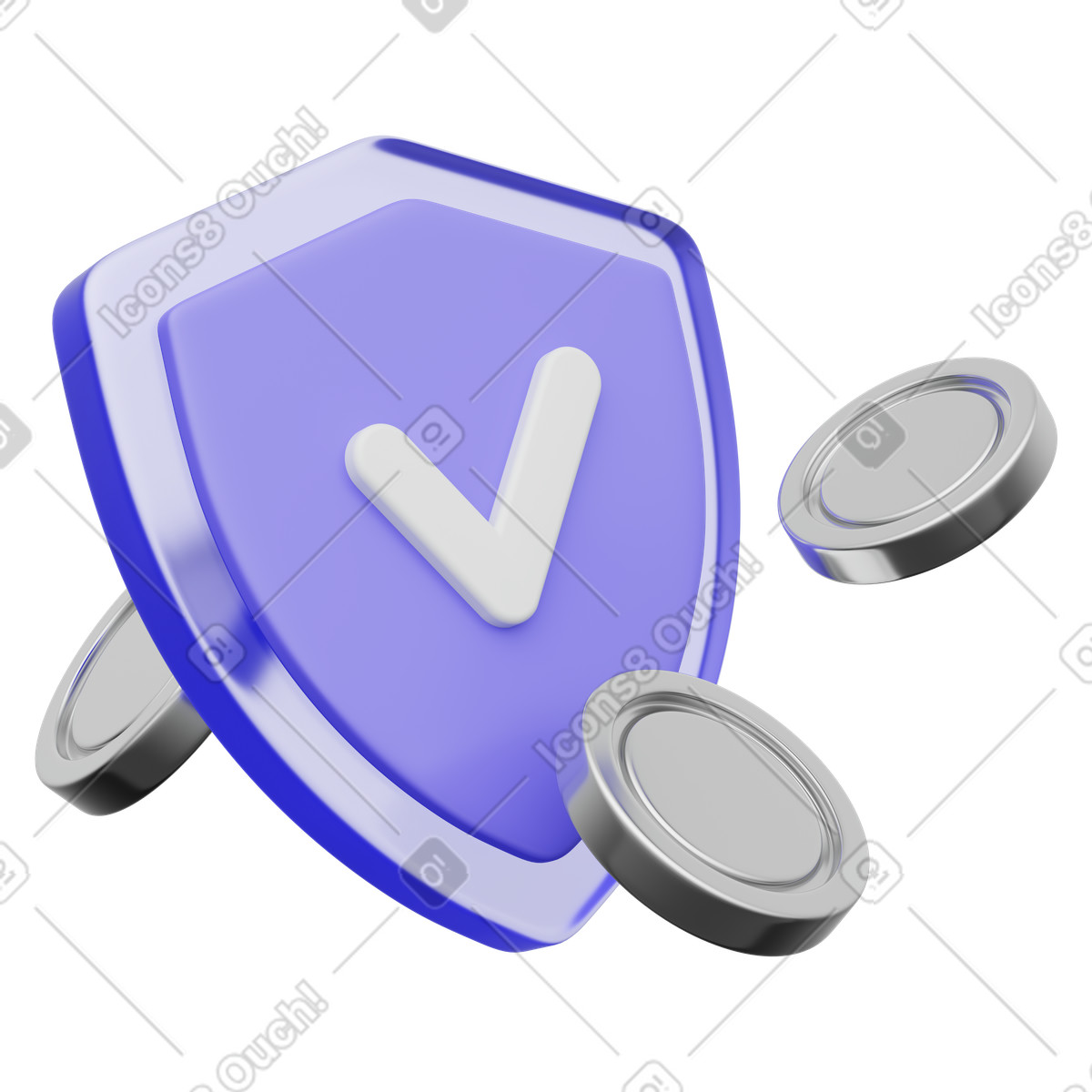 Financial protection shield, Secure payment Online security-Illustration im 3D Playful-Stil als Download in PNG, SVG