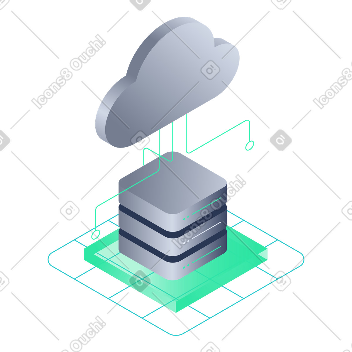 Cloud with server stack, Cloud-Based Infrastructure, Flexible Server Architecture illustration in PNG, SVG