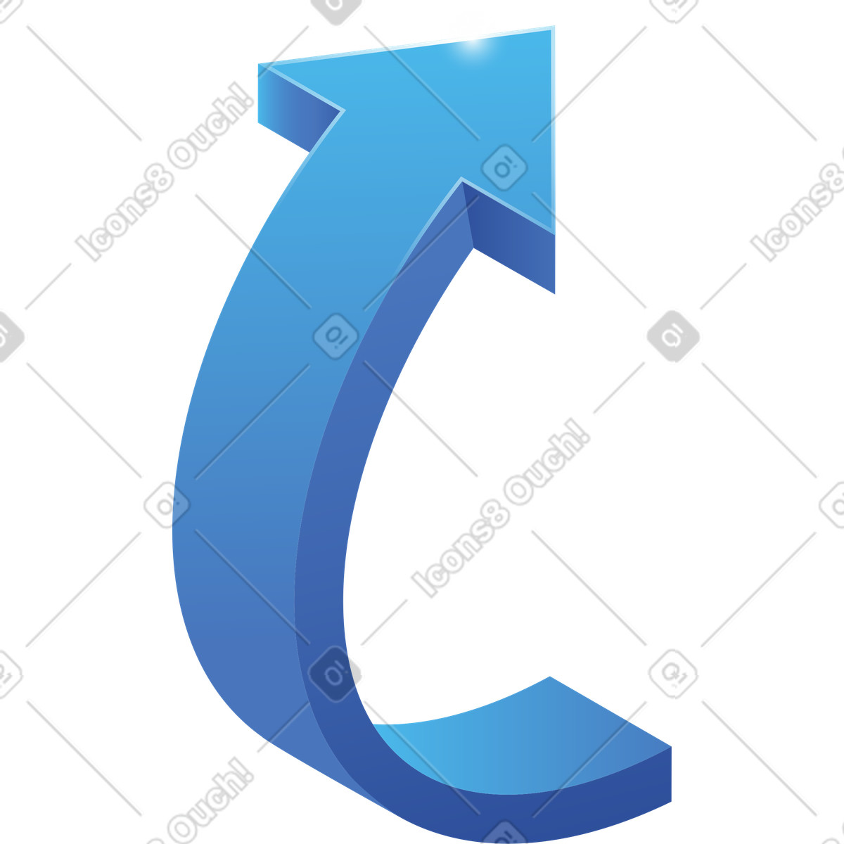 Arrow curved upward indicating progress growth and forward positive direction-Illustration im Quantum-Stil als Download in PNG, SVG