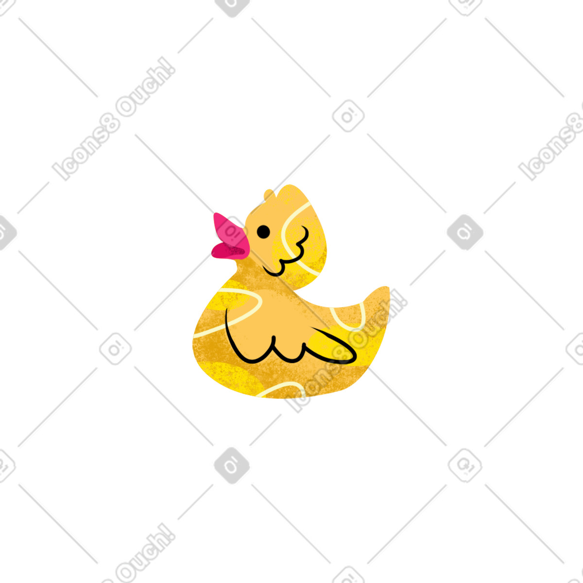 Rubber yellow duck toy illustration in Flare style download in PNG, SVG