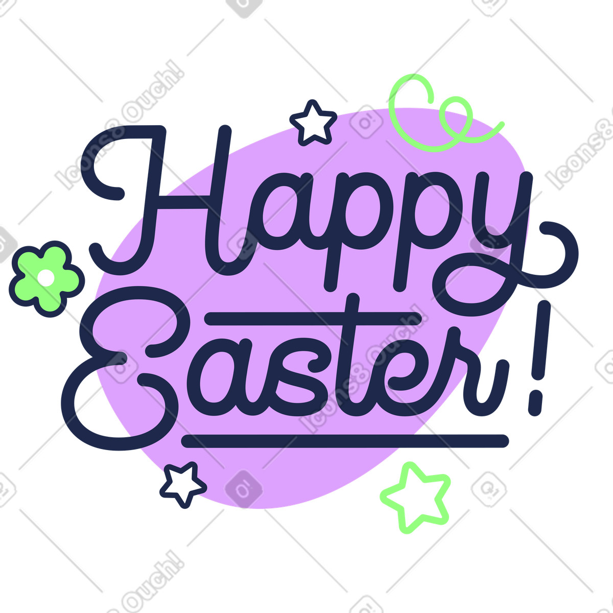 Иллюстрация Handwritten Easter message, Festive spring greeting в стиле Outline — скачать в форматах PNG, SVG