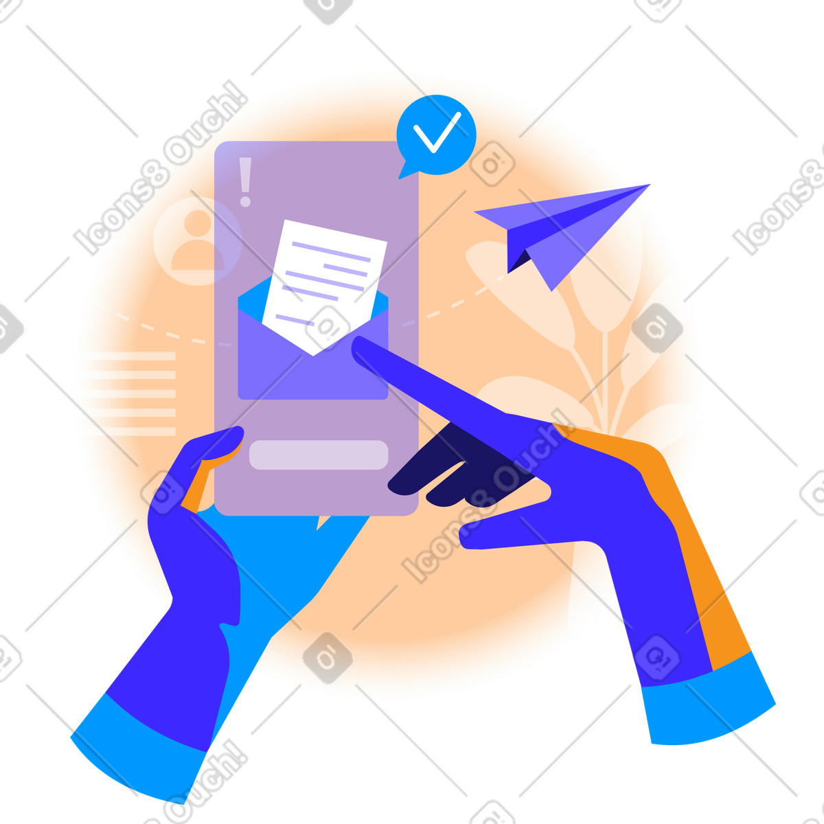 Ilustración Recibir un mensaje en teléfono inteligente estilo Worky a descargar PNG y SVG