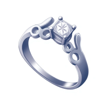 An engagement ring with a band shaped like musical notes