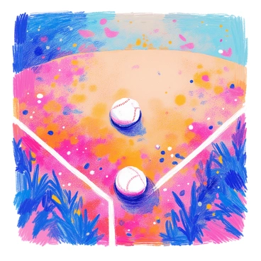 A close-up view of a brown, dusty dirt texture of a baseball infield diamond. The dirt is unevenly distributed, showing signs of wear and tear from countless games played. Some areas have a lighter hue where the dust is freshly disturbed, while others are darker and packed from player activity. Small pebbles and scattered grass blades can be seen throughout the infield, adding to the texture. The bases are positioned at each corner, partially embedded in the dirt, indicating a well-used field.