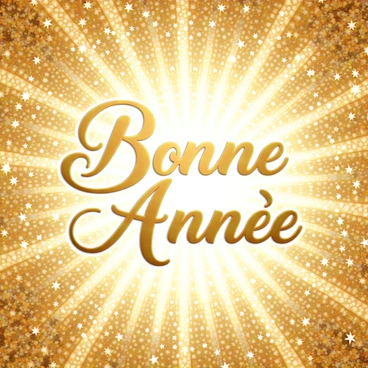 A sparkling gold glitter background with 'Bonne Année' in elegant script