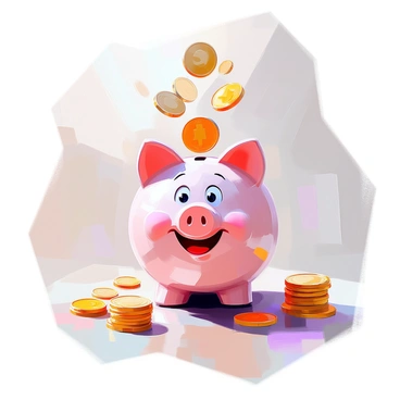 A cartoon-style piggy bank with a shiny pink exterior is being filled with various cashback coins that shimmer with a golden hue. The coins are dropping from above and bouncing lightly as they enter the piggy bank, creating a sense of movement. The piggy bank has wide, joyful eyes and a big smile, exuding a cheerful expression as it gleams with happiness. Bright light radiates from the bank, emphasizing its joyful demeanor and the abundance of coins being added. The setting is simple, allowing the focus to remain on the piggy bank and its interaction with the coins.