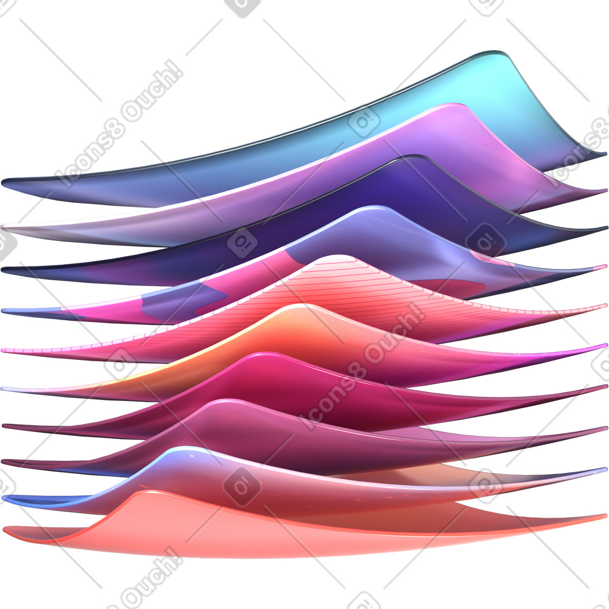 3D Glassy スタイルの プラスチックカードの束 のイラストをPNG、SVG形式でダウンロード