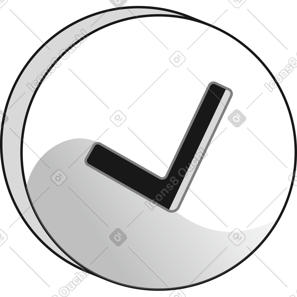 Illustration Round checkmark confirmation icon dans le style Futuristic à télécharger aux formats PNG, SVG