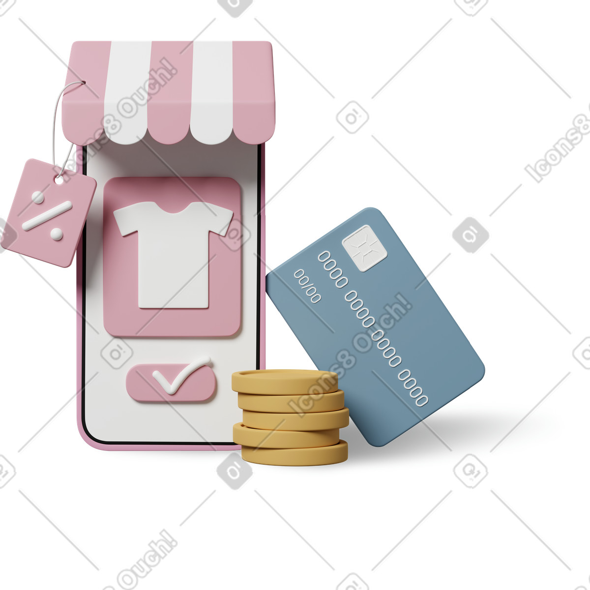 Ilustração de Online shopping money card em no estilo 3D Casual life para baixar em PNG, SVG