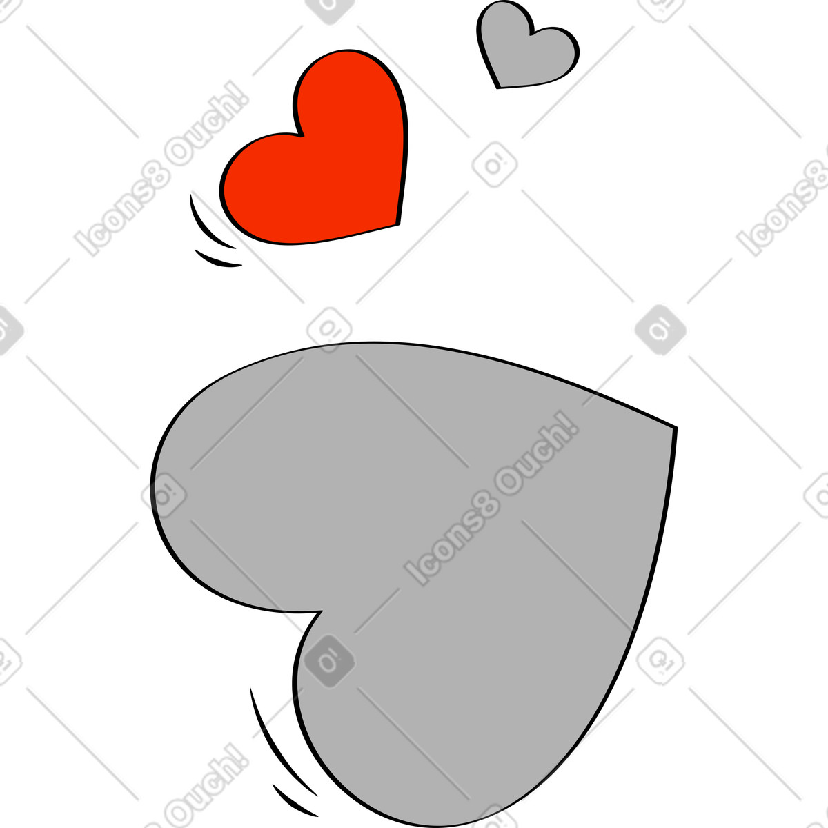 Ilustración Corazones en estilo Looney a descargar en PNG y SVG