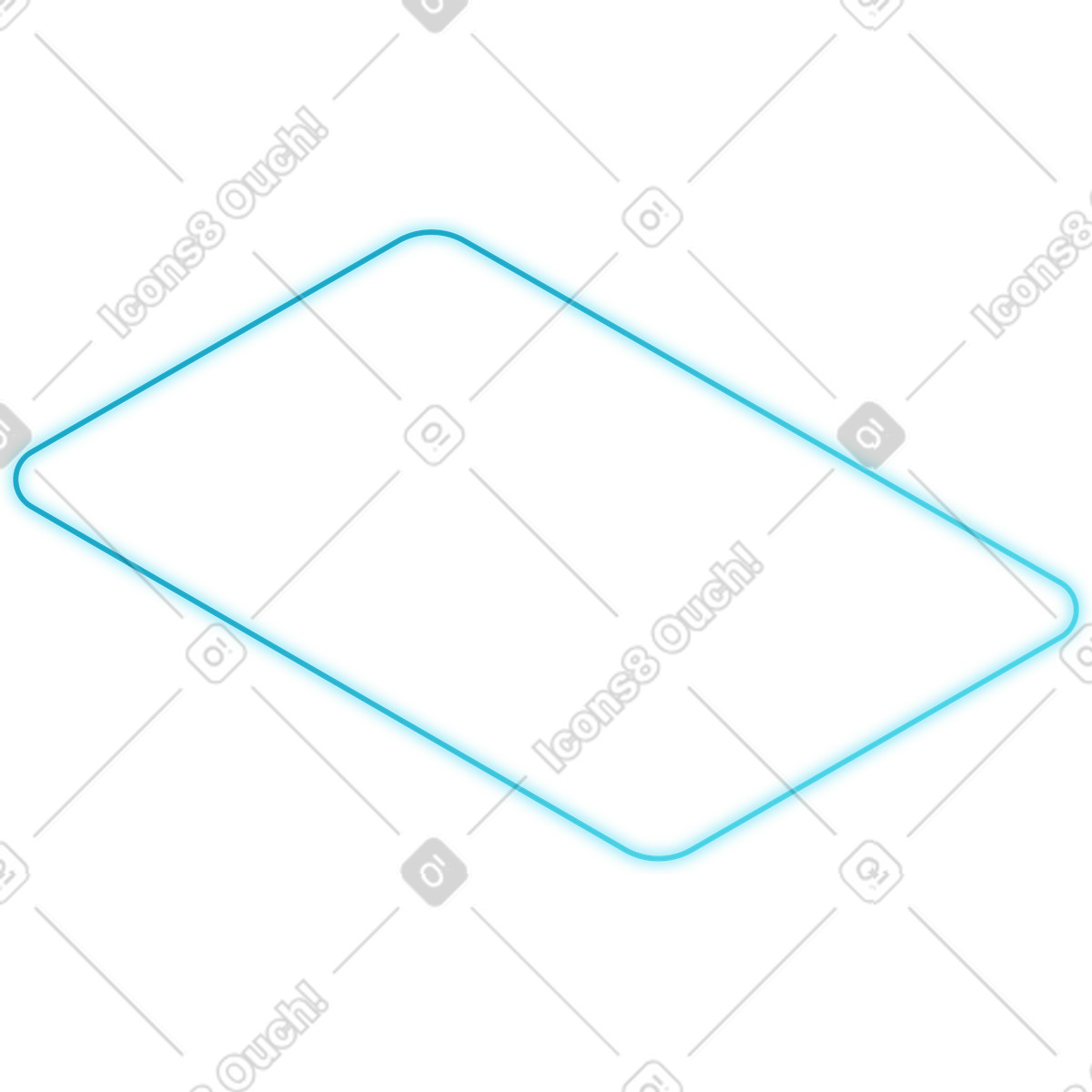 Glowing isometric rectangle illustration in PNG, SVG