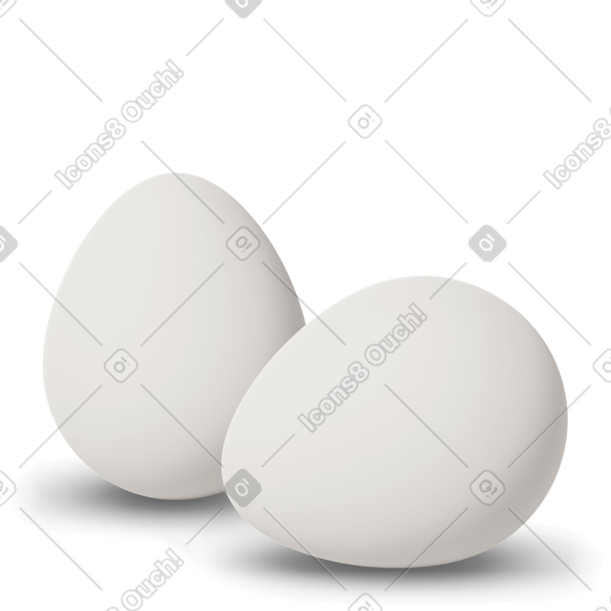 Ilustración Two white eggs en estilo 3D Casual life a descargar en PNG y SVG