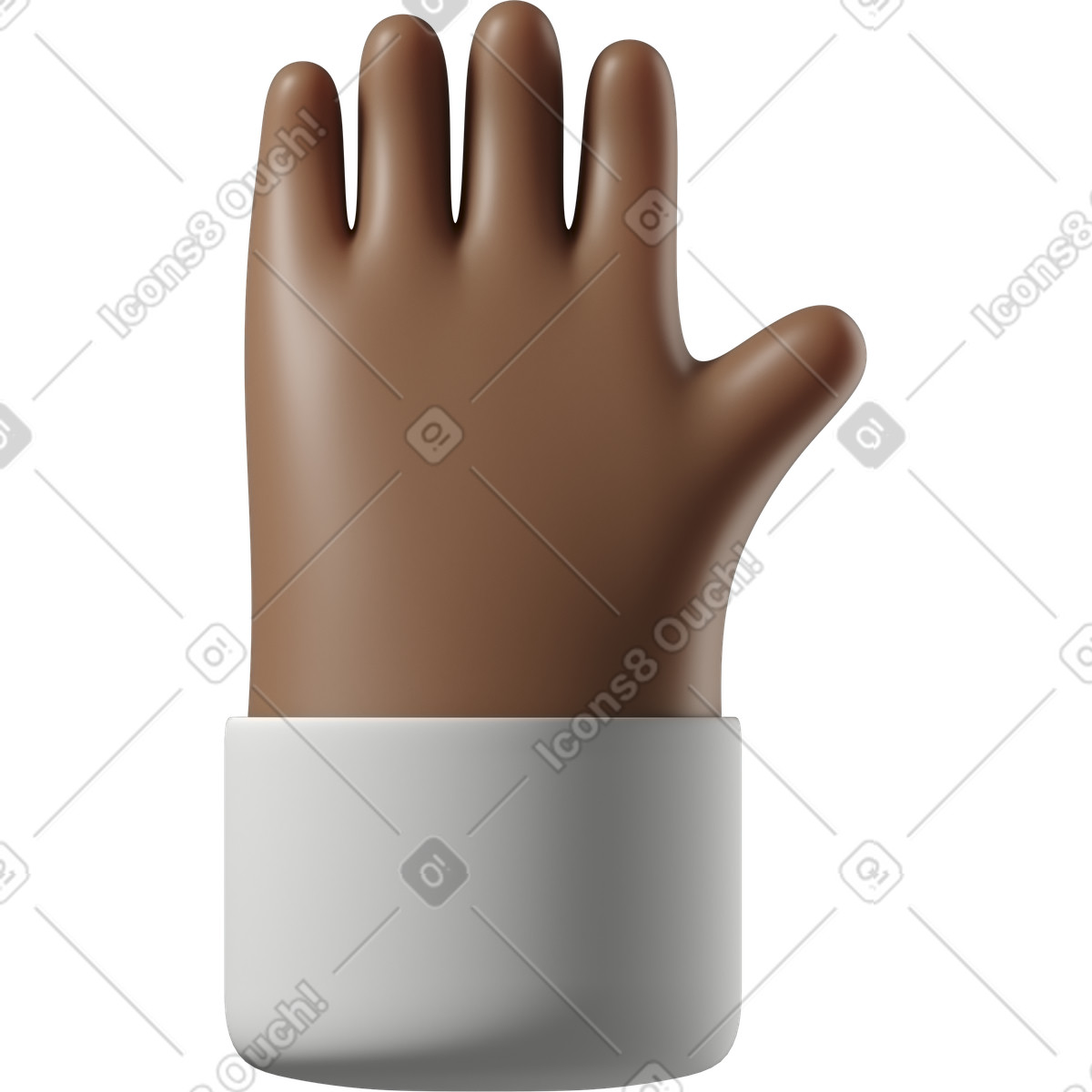Erhöhte hand aus dunkelbrauner haut-Illustration im 3D Hands Fun&Wild-Stil als Download in PNG, SVG