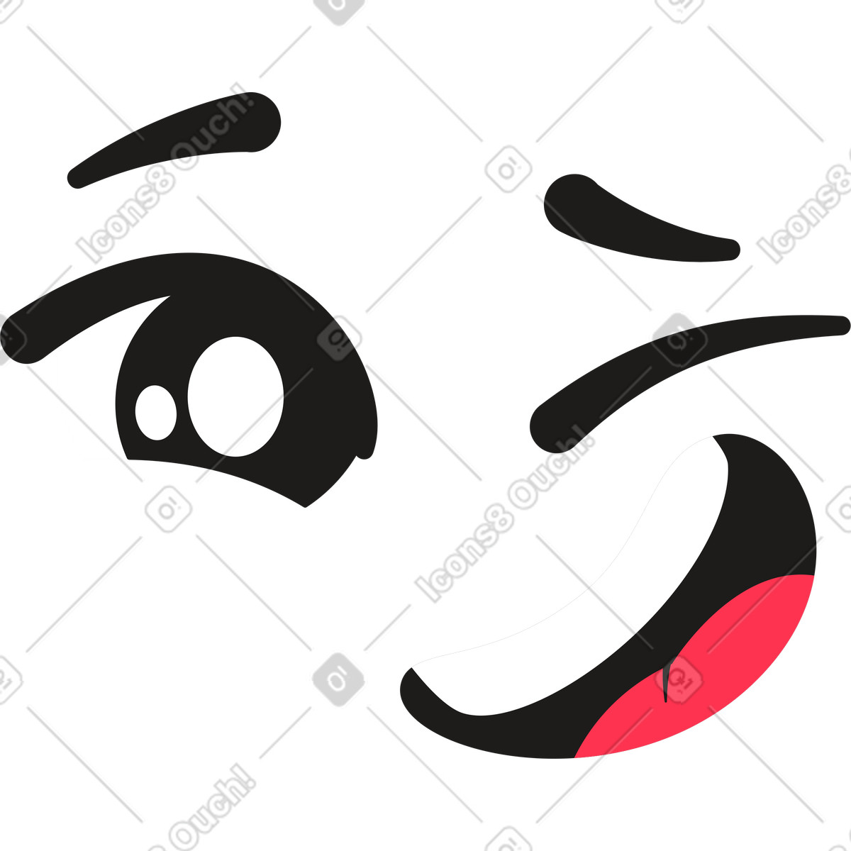 Ilustración Winking emotion en estilo Moji a descargar en PNG y SVG