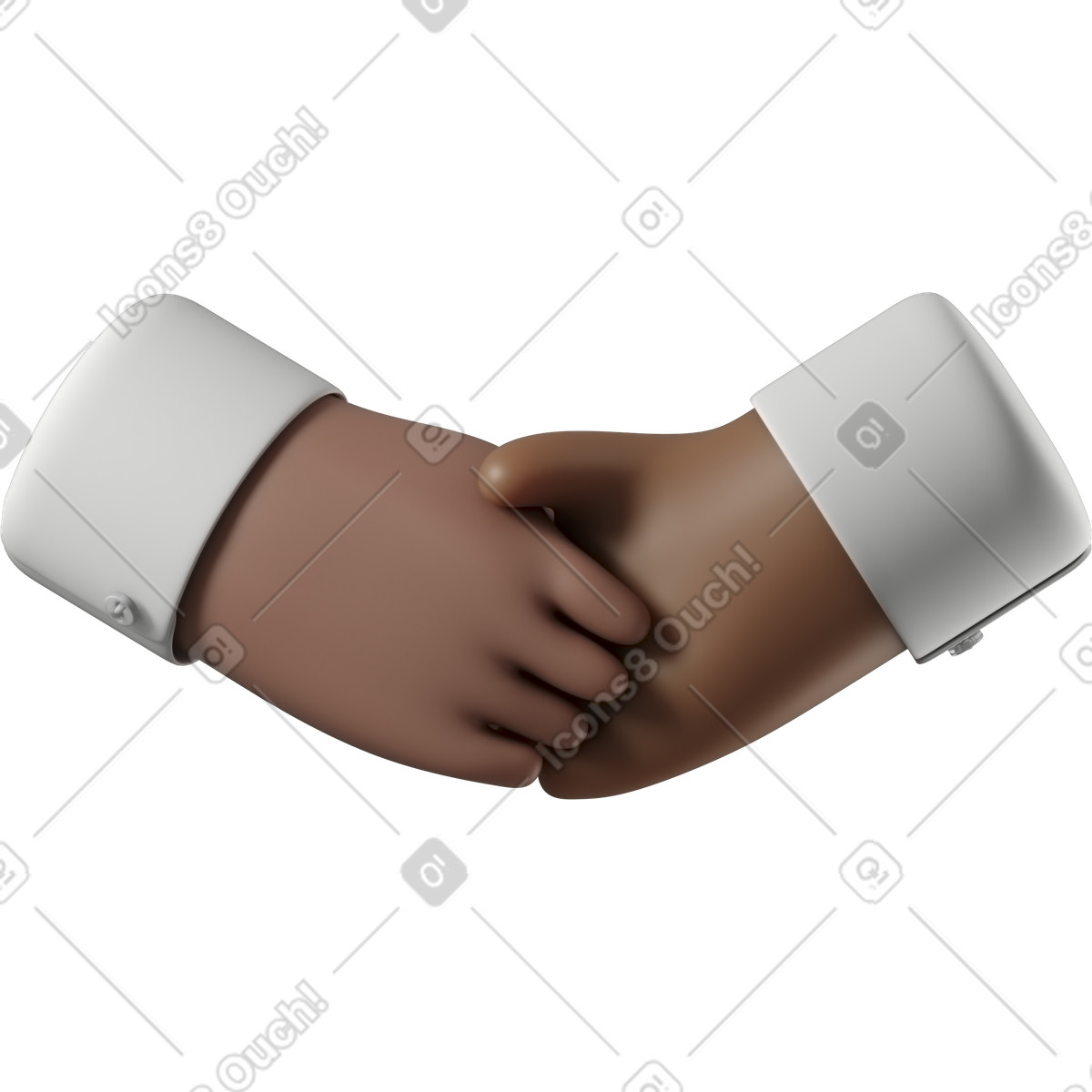 Handshake of brown skin and dark hands illustration in 3D Fun&Wild style download in PNG, SVG