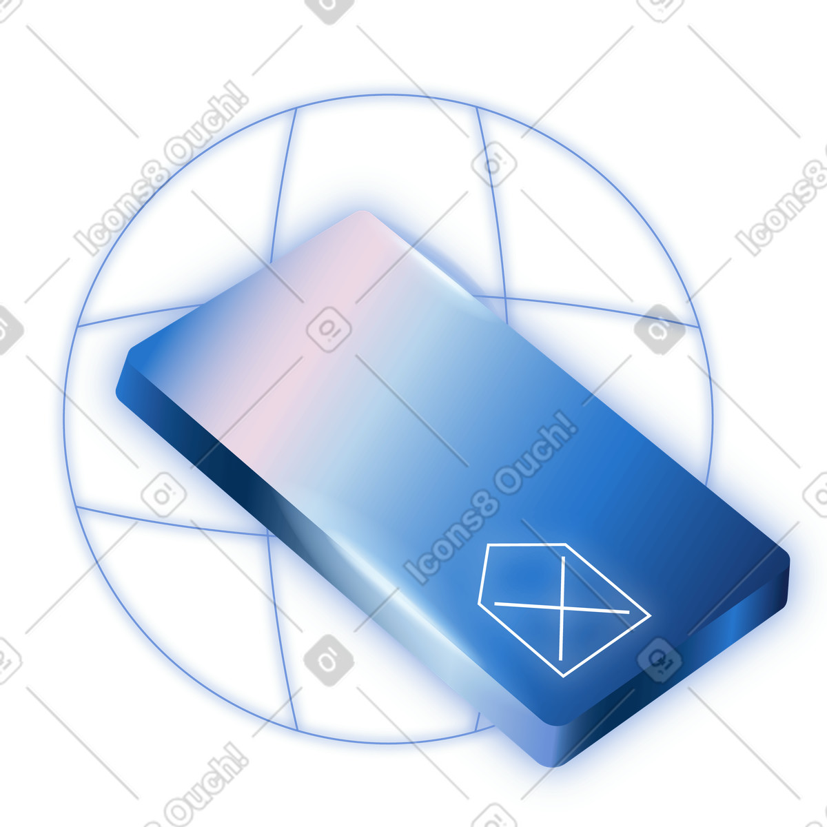 Digital editing and data removal with blue backspace keyboard button illustration in Dimension style download in PNG, SVG