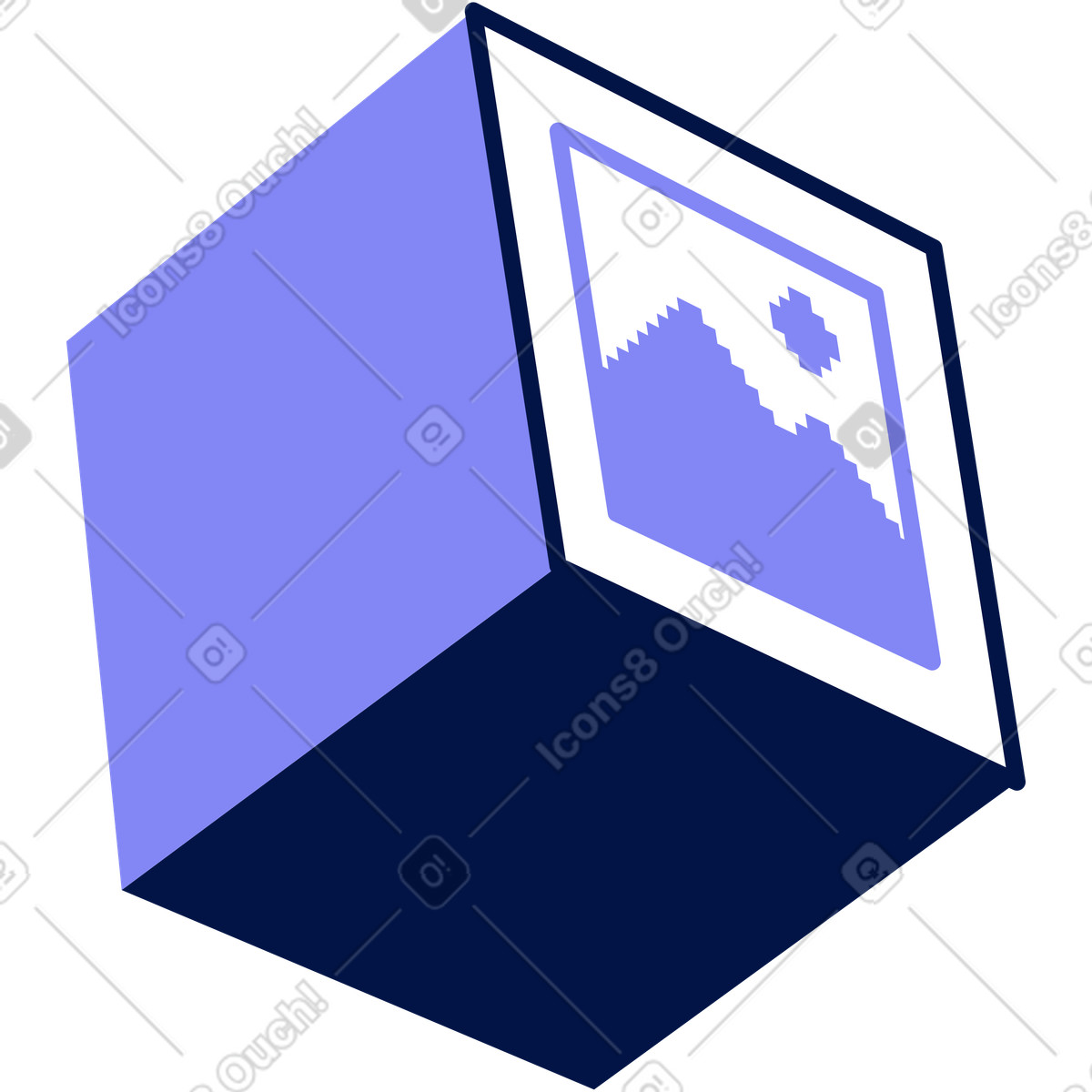 Ilustração de Cubo com uma imagem em no estilo Glow para baixar em PNG, SVG
